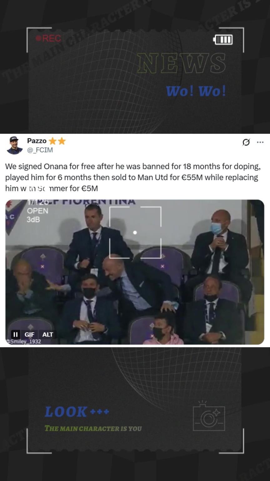 竊喜，國米博主：免簽奧納納5500萬賣給曼聯又500萬簽下索默